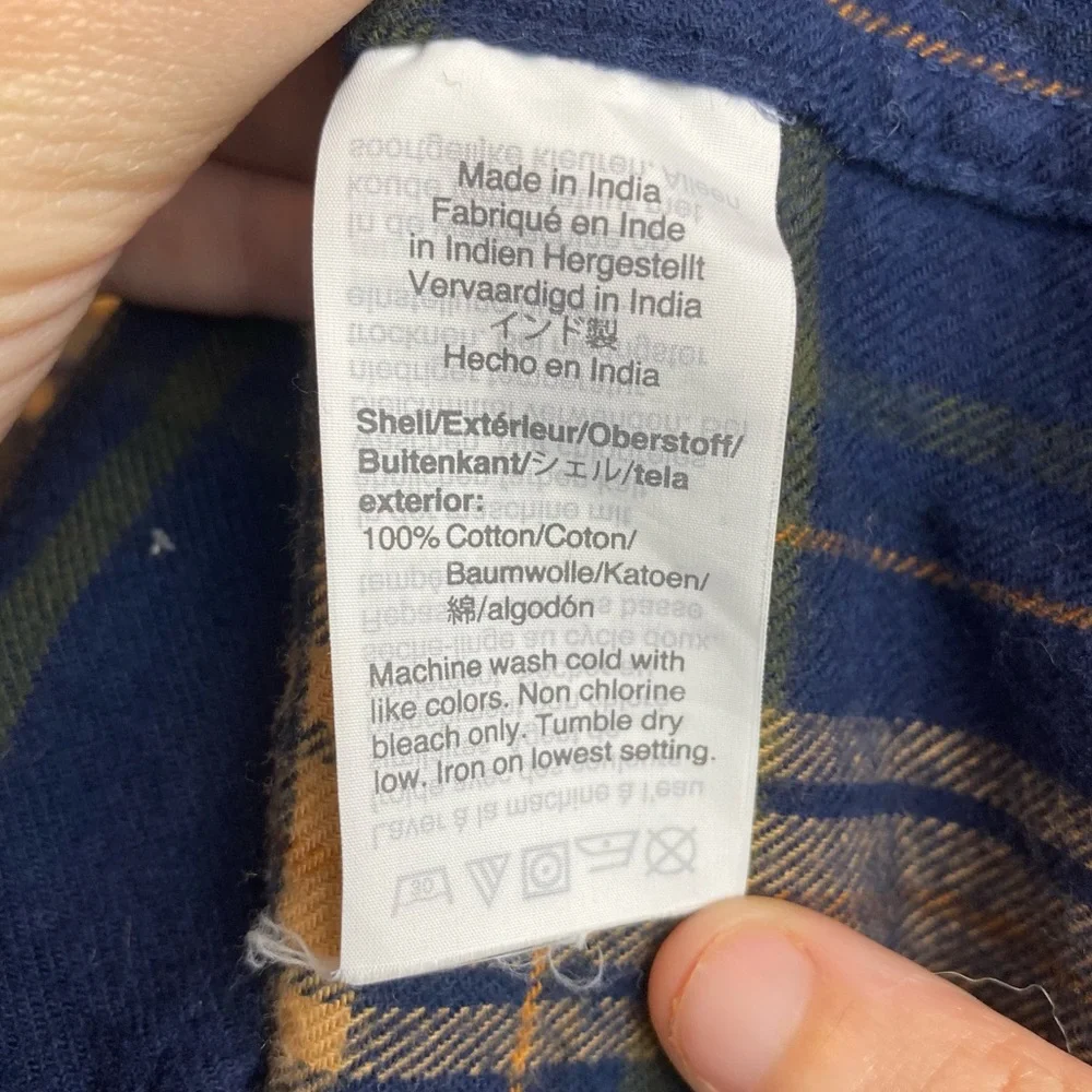 J. Crew 100% Cotton Blue, Yellow, & Green Flannel Shirt Men’s Size Medium